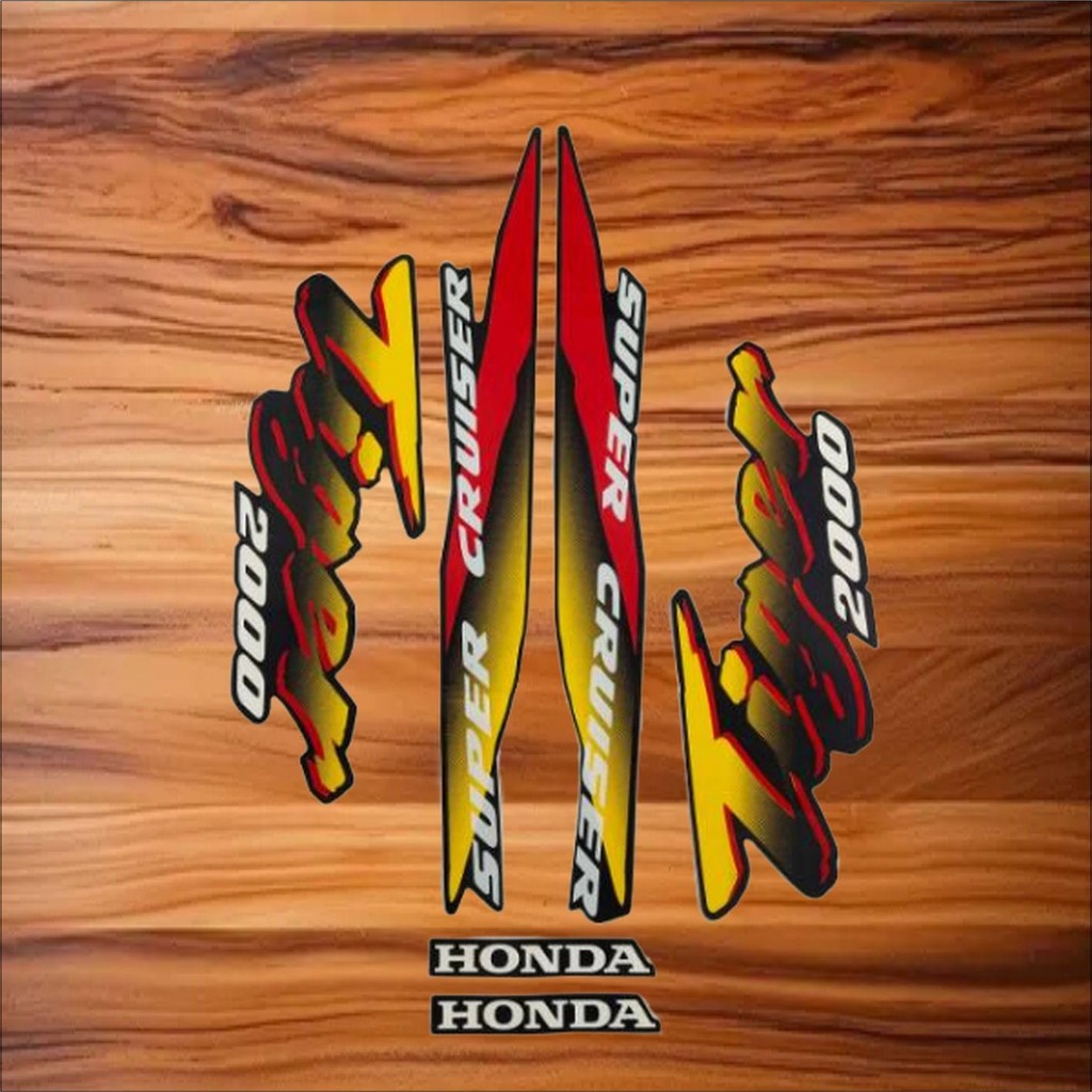 STIKER STRIPING LIS LES BODY MOTOR HONDA TIGER 2000 FULL HITAM KUNING STRIPING MOTOR TIGER 2000 SEPA