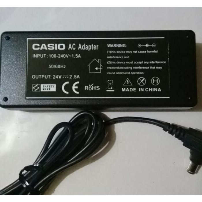 Adaptor Casio 24V 2.5A MZX300 MZX500 CTX-5000 Digital Piano Power