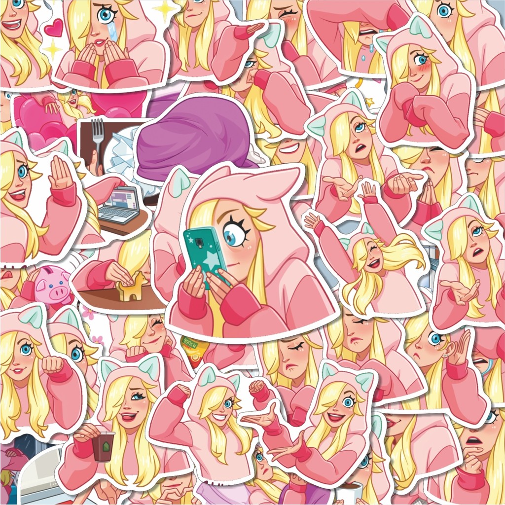 

100PCS Lucu Stiker Girls Lina Stiker Aesthetic Stiker Anti Air Stikers Berperekat Waterproof sticker decal buat Motor Helm Buku Journal Koper Casing HP Laptop Botol Minum Hadiah anak