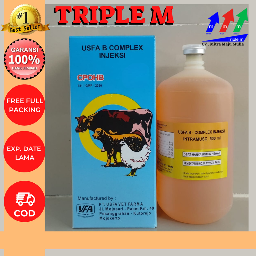 USFA B COMPLEX injeksi 500 ml - Vitamin B Complex Hewan Ternak MMM