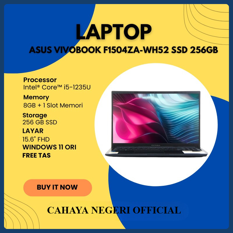 PROMO LAPTOP ASUS VIVOBOOK INTEL I5 RAM 8GB SSD 256GB LAYAR Full HD WIN 11 ORI + TAS TYPE ASUS VIVOB