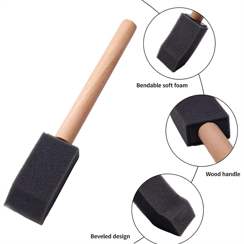 

F-T 120 Pcs Foam Paint Brushes, 1 Inch Foam Brush With Wood Handle, Bulk Sponge Brushes For Painting, Foam Art Paintbrushes