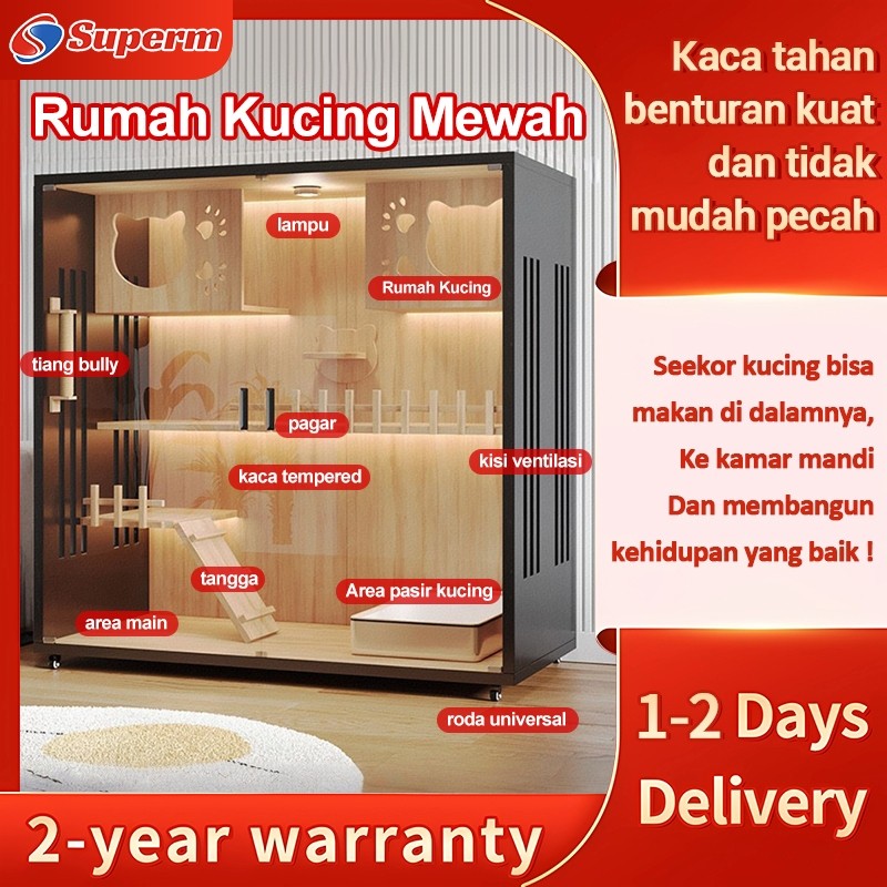 Vila Kucing Mewah/Rumah Kucing/Kandang Kucing Bongkar Pasang/Rumah Kucing Nyaman/Vila Kucing Kayu So