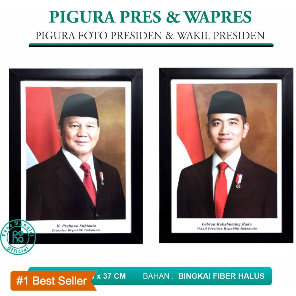 Foto Presiden, Wakil Presiden dan Lambang Garuda Ukuran F4 - Pigura Presiden, Wapres atau Garuda
