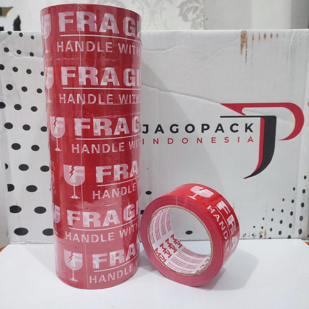 

1 SLOP [ 6 PCS ] Lakban Fragile Merah - Fragile Putih 48 mm x 100 Yard Handle With Care Jangan Dibanting - MPI