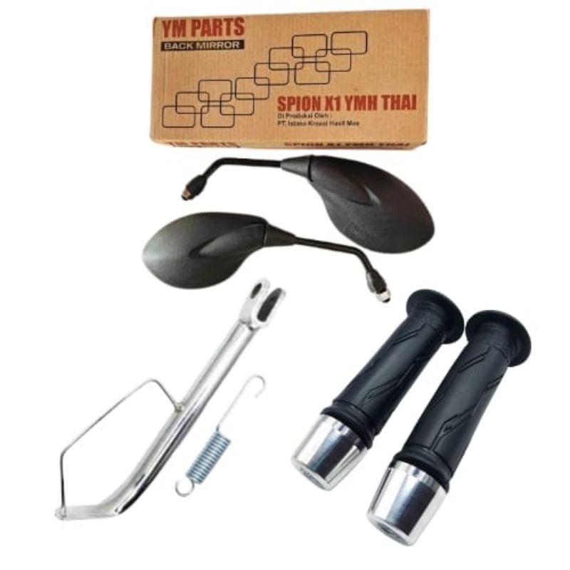 PROMO Paket Murah 4in1 Standar Samping Chrome Anti Karat + Spion X1 125z Original + Handgrip Yamaha 