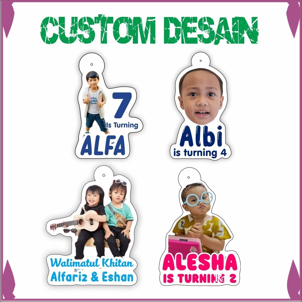 

Hang Tag Ultah Anak Custom Nama dan Foto Proses Cepat Isi 20 pcs Cetak Toko_Renata