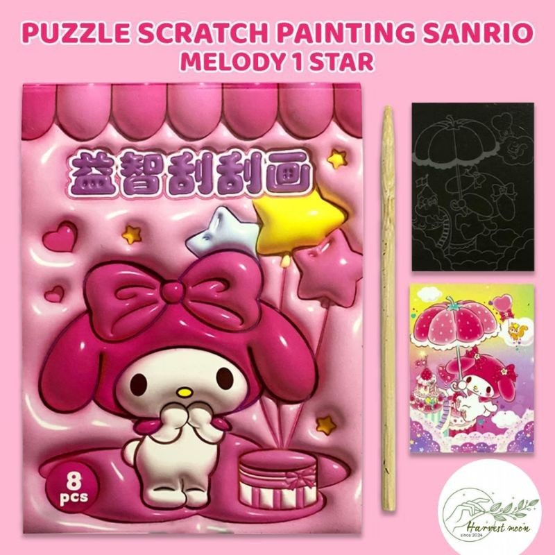 

GW MAINAN EDUKASI DIY SCRATCH PAINTING SANRIO 3D BUKU KARTU GORES ANAK WARNA LUKIS