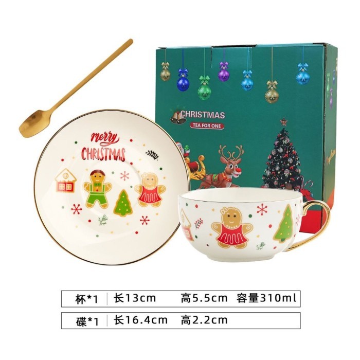 

Christmas Gift Set Single Tea Pot Ceramic/ Set Teko Keramik Natal Lucu - gingerbread, with pot comple //26
