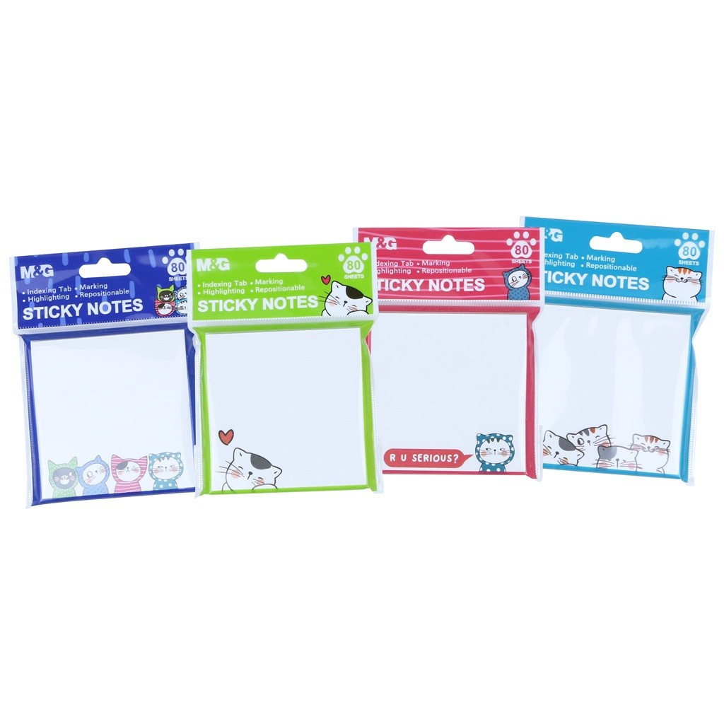 

M&G STICKY NOTES AS33V120 SO MANY CATS 3 X 3 INCH 76 X 76MM 80 SHEETS WHITE