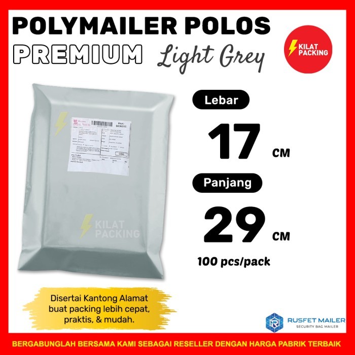 

Polymailer Amplop Packing Premium | Light Grey 17x25 | Per Pack Murah