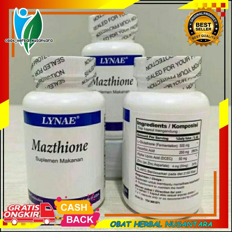 Mazthione Original USA Suplemen Kecantikan Obat Pemutih Badan (60 Kapsul) Asli LYNAE