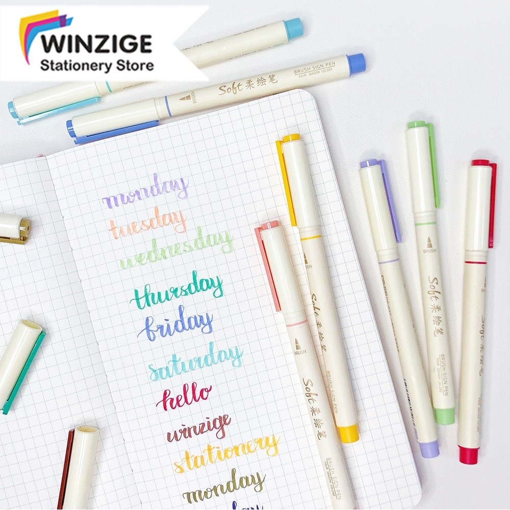 

Winzige Brush Pen Kaligrafi Brush Pena Warna Warni Aesthetic Stabilo Spidol Brush Lettering Calligraphy Pen Brush Marker Pena Kuas Warna Pulpen Pena Kaligrafi Coloring Markers School stuff Alat Tulis Stationery Korea