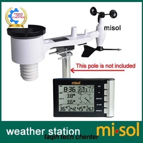 

Wireless Weather Station MISOL Rain Gauge Wind Speed Temperature Suhu