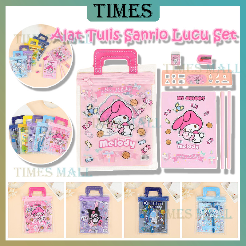 

1Set/6Pcs Alat Tulis Sanrio Lucu /Karakter Kuromi Murah Lucu Pouch Set /Sanrio Alat Tulis Set 6 in 1 /Stationery Set Pola Sanrio Untuk Hadiah Anak Sekolah