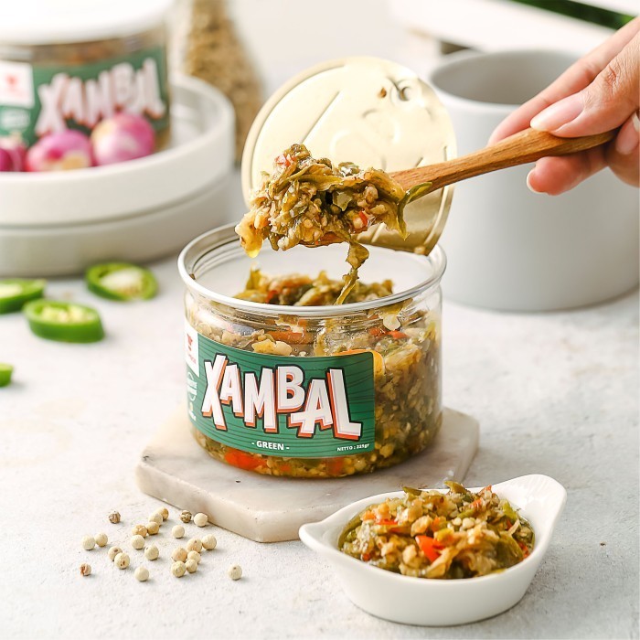 

✨TERLARIS -Sambal Level 1 Sambel Bawang Cabe Merah Pedas Uleg Toples Ijo Gyumbox