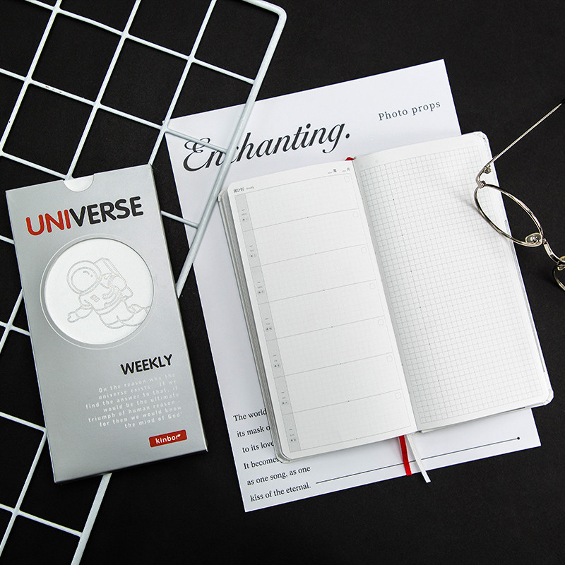 

Kinbor Universe Weekly Plan Notebook Small Simple Schedule Book Portable Hard Surface Book Pattern Hand Account Efficiency