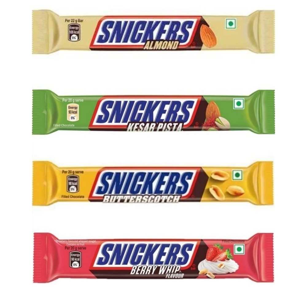 

SNICKERS Chocolate Almond - Butterscotch / Berry Whip / Kesar Pista