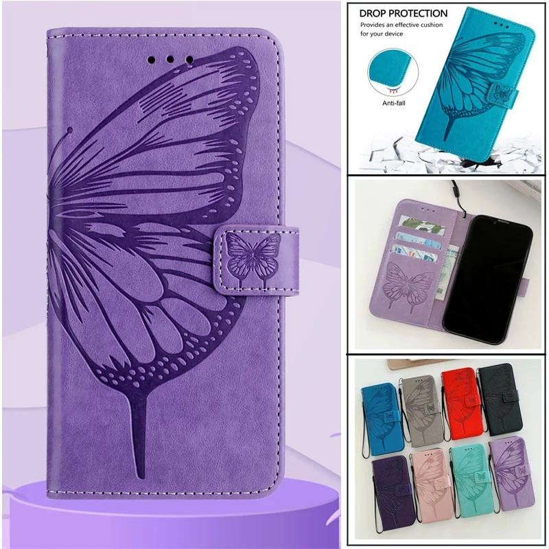 For ZTE Blade V70 Max AXON 70 case Luxury Wallet Card Slot Flip cover 3D Stand Holder Butterfly Stan
