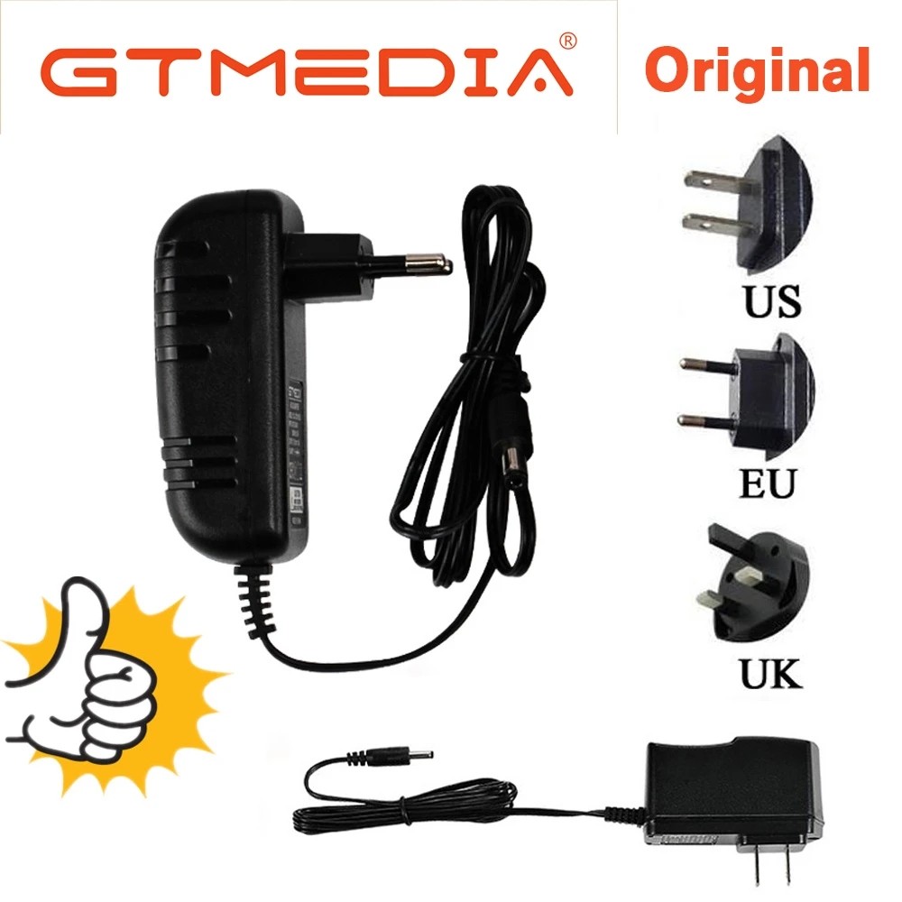 DC 12V/1.5A Power Adapter GTMEDIA EU/UK/US Plug for GTMEDIA V8X/V8 Turbo/V9 prime/V7 pro/X8/GTC/GTCO