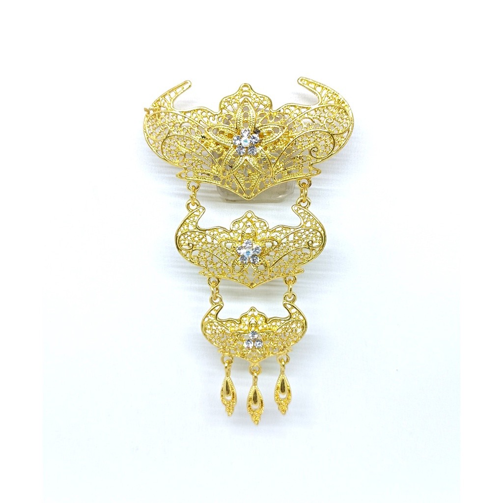 Bros Etnik Kebaya aksesoris baju kebaya /Bros Kutubaru Susun 3 /Bros Kebaya  Tingkat  emas silver