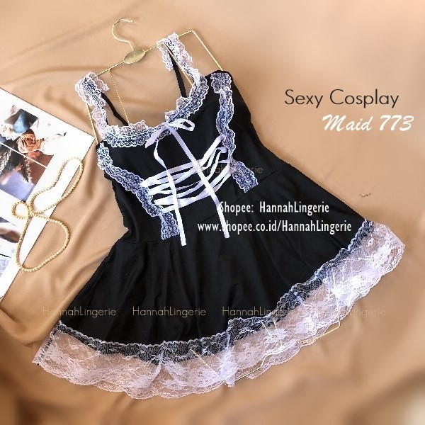 PROMO M-3XL Lingerie Pelayan ART Kostum BigSize Cosplay Costume Pembantu Maid Besar M L XL XXL 3XL 7