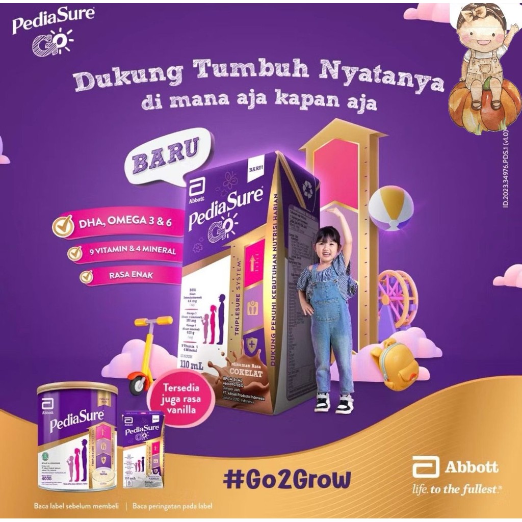 

Pediasure GO TETRA 110 ml COKLAT Vanila Susu UHT Rendah Gula Anak Sekolah TK PAUD SD Bekal Sekolah 1-10th Traveling Mudik Bepergian Camping