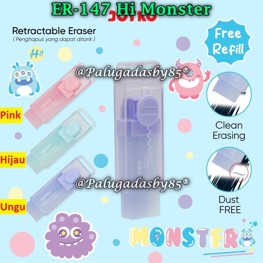 

(1 Set) Penghapus Cutter JOYKO ER-147 +Refill / Penghapus Eraser Joyko ER-147 Hi Monster