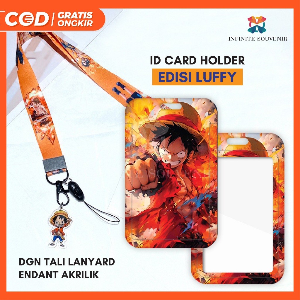 

[N003] LUFFY / Name Tag Card Holder Motif Karakter One Piece dengan Tali Lanyard Pendant Akrilik / ID Card Holder Tali Gantungan Acrylic / Nametag / Tempat Kartu Flazz / Emoney