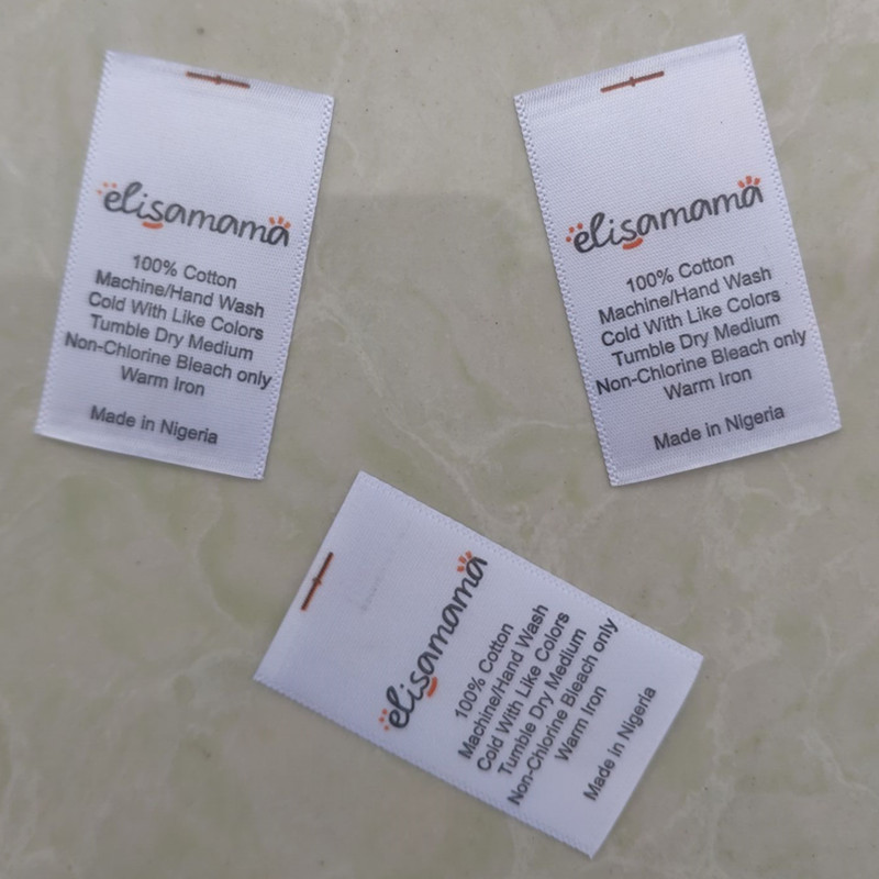 

1000pcs Custom satin ribbon cloth labels print washing instruction 3 * 5 cm clothing care label