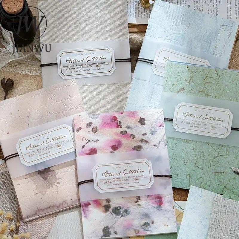 

JIANWU Arrived on Time Series Vintage Embossed Smudge Collage Decor Material Paper Creative DIY Junk Journal Stationery