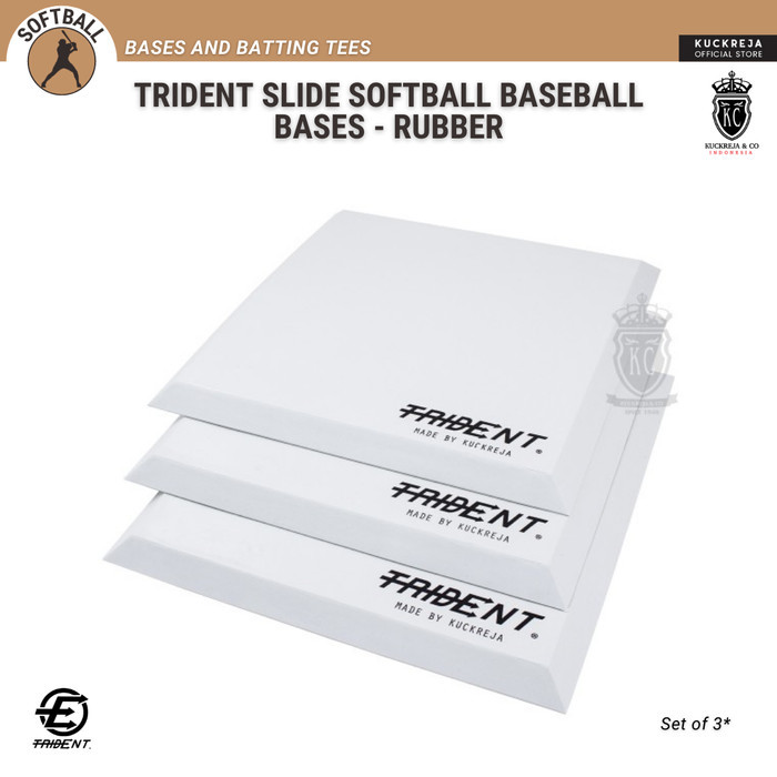 Trident Slide Softball Baseball Bases - Rubber (Set of 3)