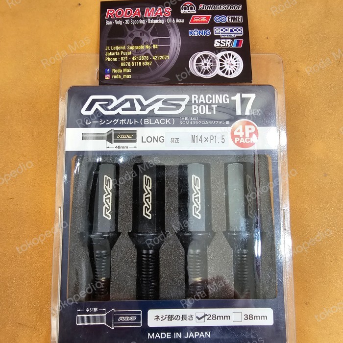 Rays Racing Bolt ORIGINAL L48 M14x1.5 (Baut Roda Lug Bolt)