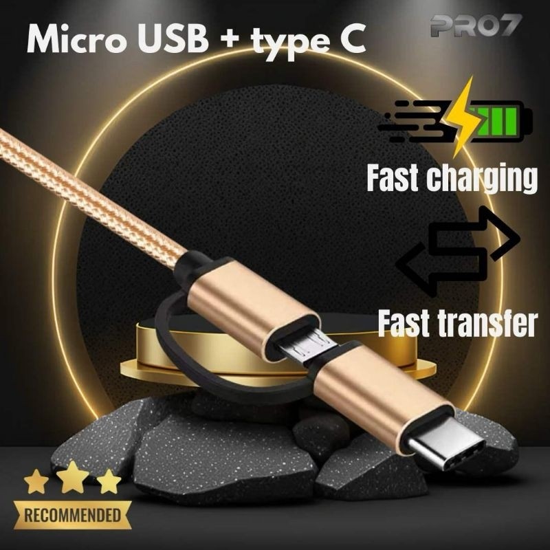 [ PRO77 OTG-12 ]- PRO7 OTG KABEL USB MICRO DAN TEPSI TYPE-C BAHAN METAL USB 2.0 FAST SPEED DATA TRAN