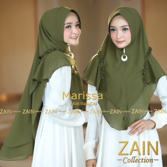 Marissa Khimar Syari Ceruty Baby Doll Jilbab Instan Zain Collection - Army
