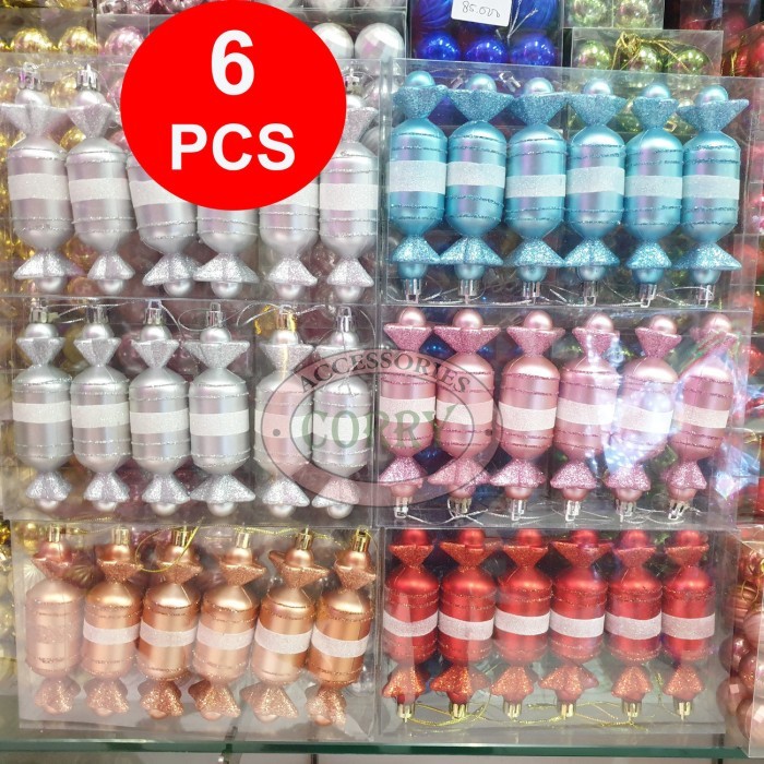 

Bola Pohon Natal Gantungan 12 Cm Isi 6 Pcs Biru Silver Pink Rose Gold