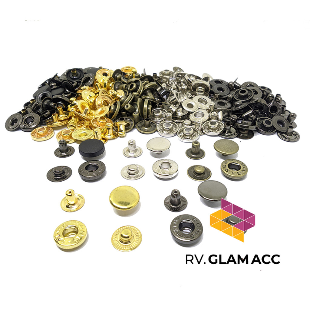 (12 SET) Kancing Cetet Besi 15 Mm - Kancing Snap - Kancing Jaket Merk Ming Rong