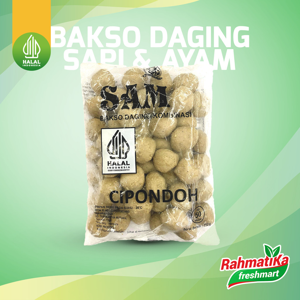 

SAM Bakso Daging Sapi & Ayam Cipondoh 750gr Isi 50