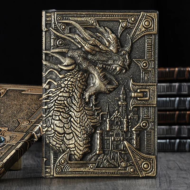 

3D Three-dimensional Dragon A5 Notebook European Retro Thickened Pu Embossed Notepad Diary Business Gift Office Supplies