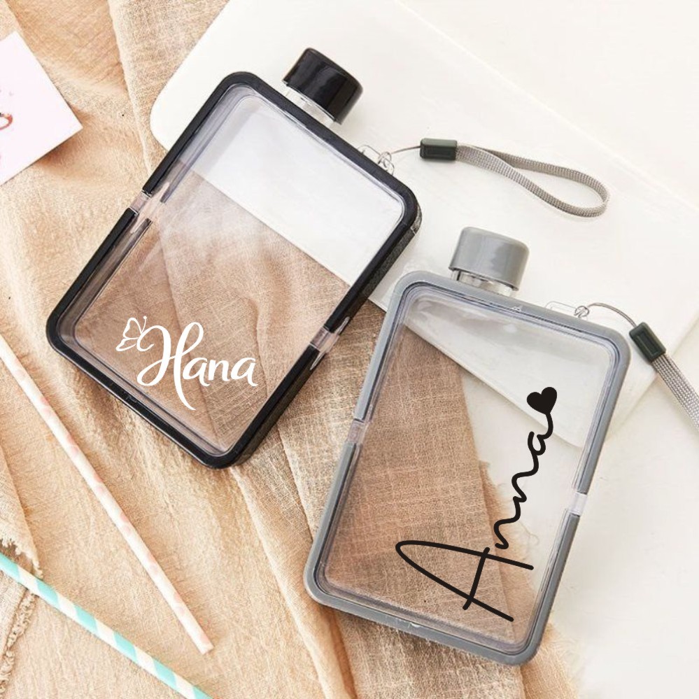 Personalised Water Bottle 380ML A5 Flat Water Bottle Cup Girls Bridesmaid Gifts Maid of Honour Gift 