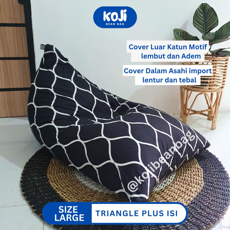 FK74VC BEAN BAG TRIANGLE MURAH SIZE LARGE - BEANBAG TERMASUK ISI- KATUN ADEM