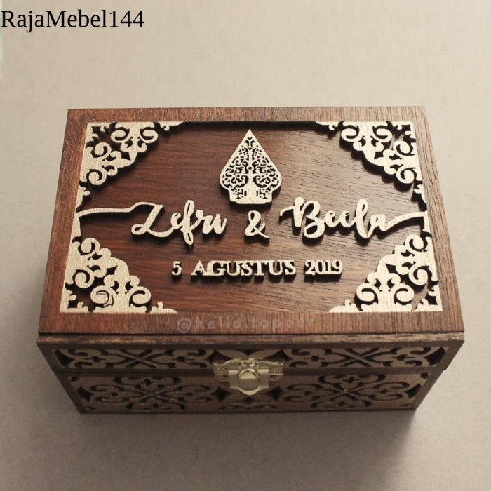 

Custom Ring Box 10x15cm Full Ukir + Sekat / Kotal Kayu / Kotak Mahar termurah