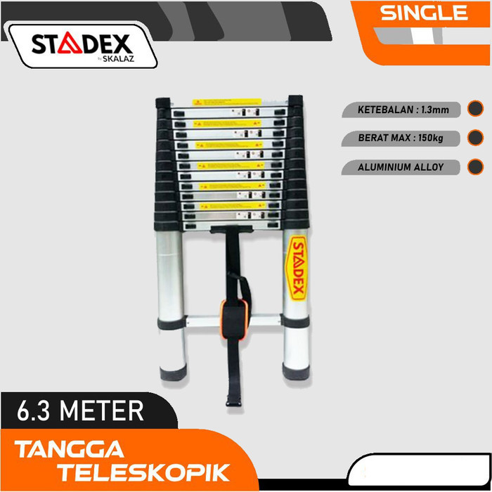 TANGGA TELESKOPIK STADEX SINGLE 6.3 METER ALUMINIUM TELESCOPIC LADDER