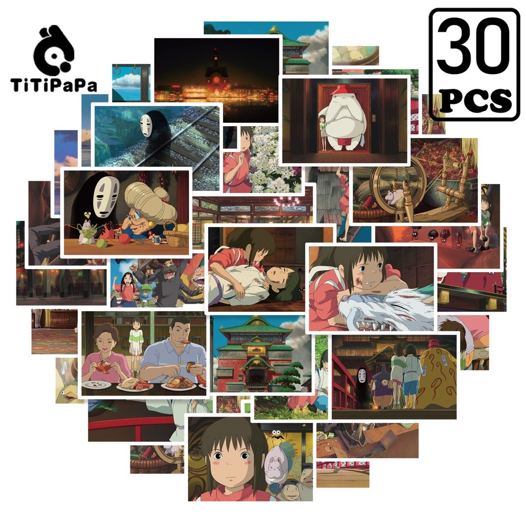 

30 Stiker Bahan Spirited Away, Kenangan Klasik, Dekorasi Buku Catatan Sepeda Skateboard Seluler DIY.
