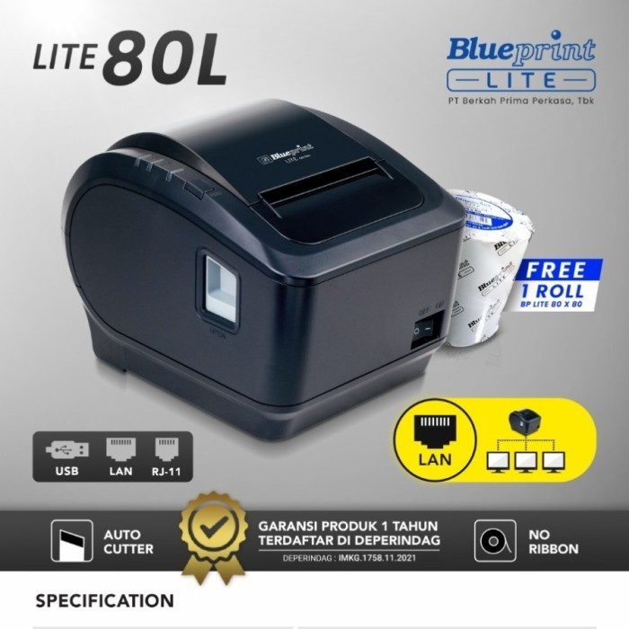 Printer Thermal Blueprint Lite Desktop Thermal Receipt Printer BP-LITE80L (LAN+USB+WIFI)