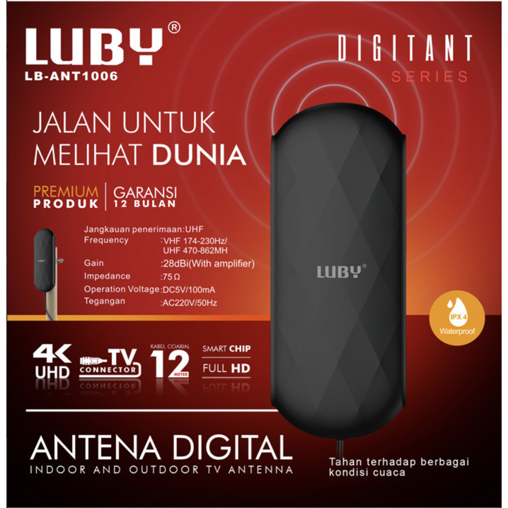 Antena TV Digital Luar Dalam Luby Indoor Outdoor Analog LB-ANT 1006