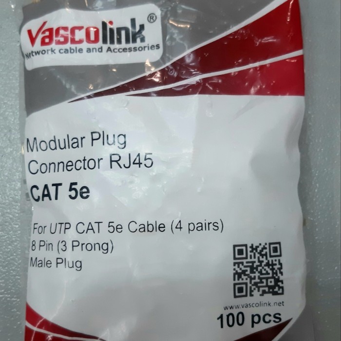 [New]Promo Vascolink Modular Plug Connector RJ45 Cat.5e @100Pcs/Pin RJ45