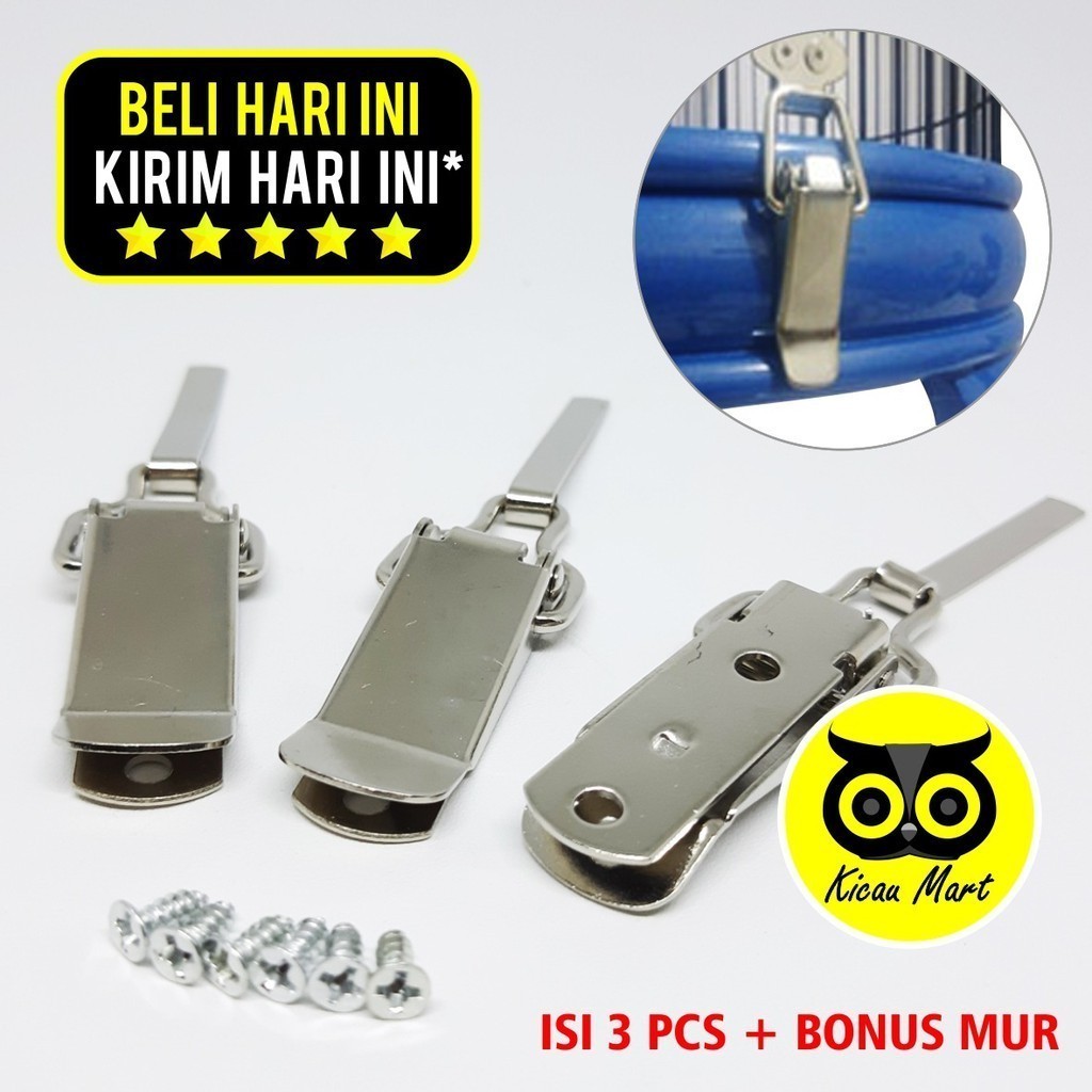 KICAU MART KLEM OVERPAL BESI IMPORT ISI 3 PLAT KOPER JEPIT PENJEPIT TEBOK SANGKAR KANDANG BURUNG LOV