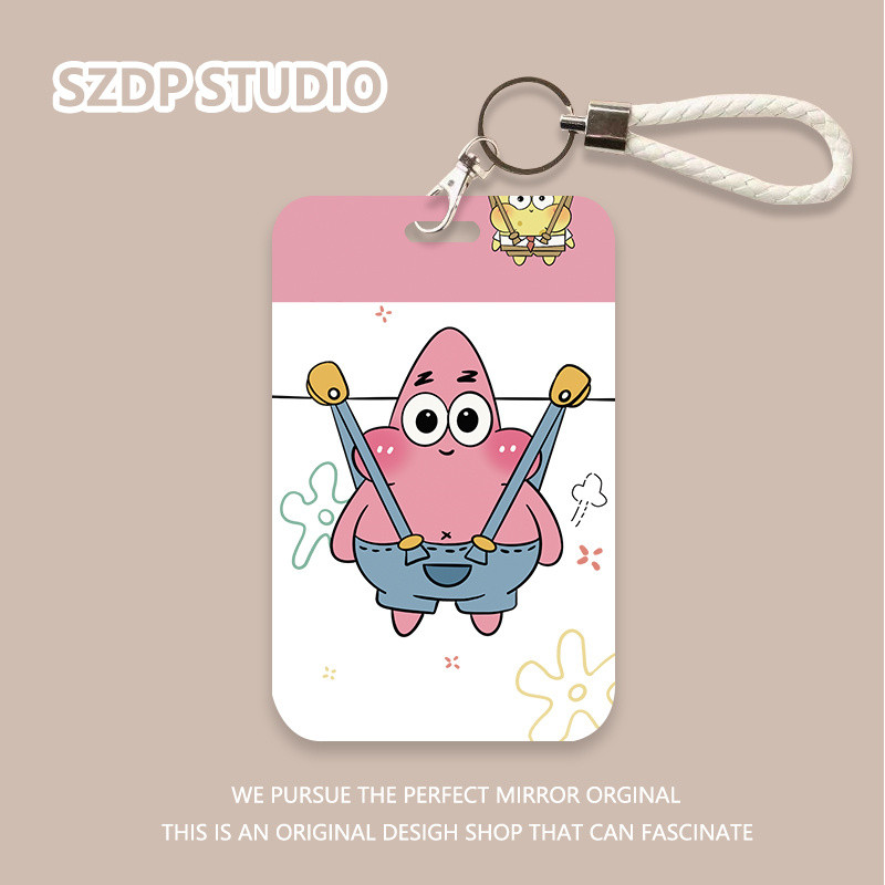 

ID CARD Overall lucu kartun Korea pola bintang merah muda penutup pelindung gantungan kunci all-in-one penutup pelindung kartu bank penutup pelindung kartu ID kartu bus