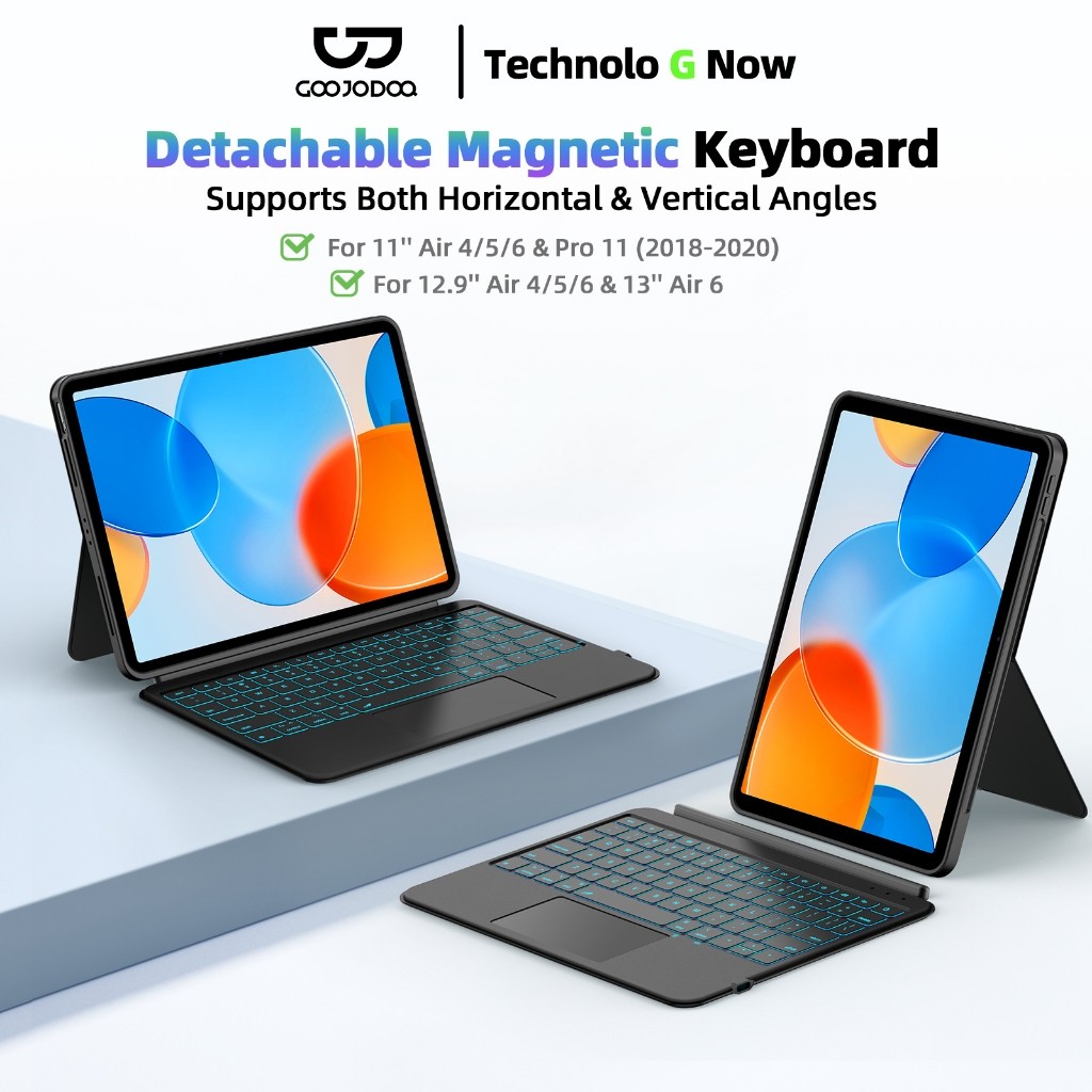 Goojodoq Magic Keyboard Case for ipad Air 6 5 4 Pro 11 12.9 Bluetooth Detachable Wireless Magnetic